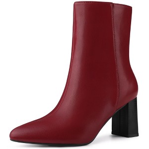 Perphy Women's Pointed Toe Zippered Block Heels Ankle Boots - 1 of 4