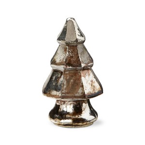 tag Small Antique Gold Lustre Glass Tree Decor - Holiday Decorative Figurine, 4.75" H x 3" Dia, Perfect for Christmas Decor - 1 of 3
