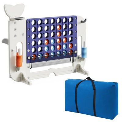 JUJABU 4-to-Score Giant Game Set with Mesh Bag, Jumbo Connect 4, Basketball Hoop, Ring Toss & Golf, Adjustable Height for Indoor/Outdoor
