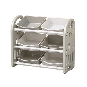 VYNXARIA Multi-Functional Kids Toy Storage Organizer with 6 Bins, Gray, Ideal for Nursery and Playroom - 1 of 4