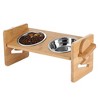 iMountek "Bamboo Double Raised Dog Bowls with 15° Tilt & 4 Adjustable Heights, Stainless Steel Bowls" Brown - 3 of 4