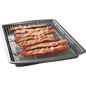 GoodCook 15" x 10.5" Premium Nonstick Carbon Steel Crispy Bacon Multipurpose Baking Pan Set, Dark Gray,Gray