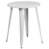 Emma and Oliver Commercial Grade 24" Round Metal Indoor-Outdoor Table Set & 4 Slat Back Chairs - 3 of 4