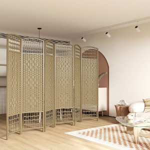 SpassWay 67"H Artisan Woven Wood Folding Screen Multi Panel Room Divider for Natural Privacy and Organic Style (Nature Wood/Black/White) - 1 of 4