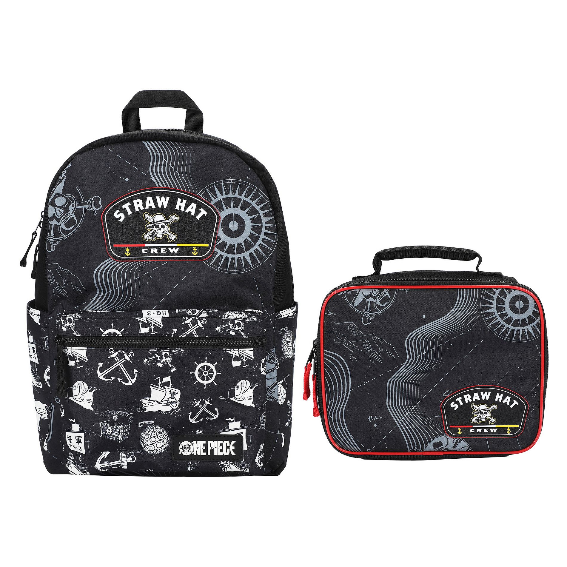 One Piece Live Action 2-Pc Set 16.5" Backpack and Lunch Bag for Travel Adventure