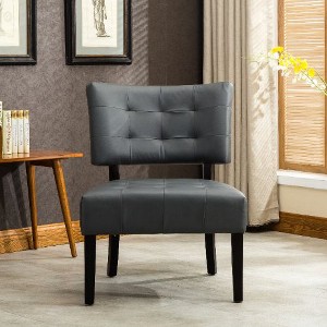 CAVINAS Blended Faux Leather Tufted Accent Chair with Oversized Seating, Wingback Chair, Armless Chairs, Accent Seating for Living Room, Bedroom - 1 of 4
