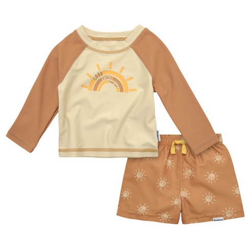 Girls Long Sleeve Rash Guard + Tankini Shorts Set (3 Piece) | Lemons