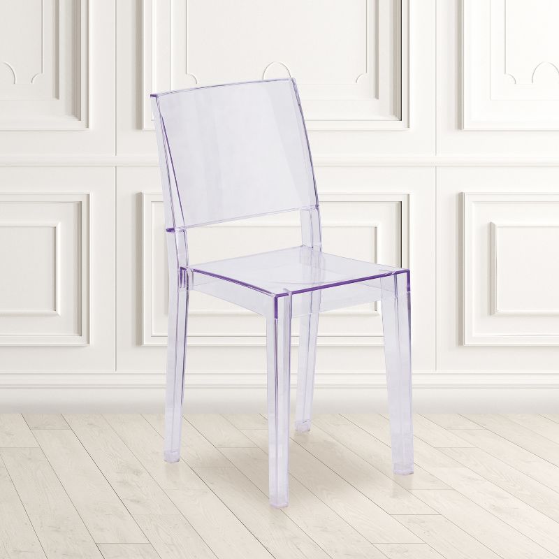 Emma and Oliver 4 Pack Transparent Stacking Side Chair - Armless Side Chair - Resin Stack Chair, 2 of 12