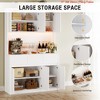 71" Pantry Cabinet w/ Power Outlets and Lights, Large Kitchen Hutch Storage w/ Microwave Stand, Tall Pantry Kitchen Cabinet w/ Cupboard - 4 of 4