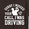 Men's - Instant Message - Sorry Missed Call Driving Golf Short Sleeve Graphic T-Shirt - 2 of 4