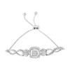 Haus of Brilliance Silver Diamond Cushion Frame Heart-Sides Twist Bolo Tennis Bolo Bracelet - 2 of 4