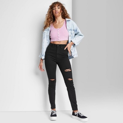 black ripped jeans womens