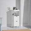 Modern Floor Cabinet with 2 Drawers and Open Shelf - White Freestanding Storage Organizer - 3 of 4