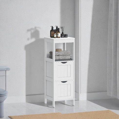 Modern Bathroom Floor Storage Cabinet with Adjustable Shelves and 4 Doors - Freestanding Organizer - image 1 of 4