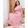 Womens Plus Size Casual Sleeveless Maxi Dress Ruffle Sleeve A Line Swing Summer Maxi Dress with Pockets - 3 of 4