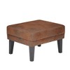 Lycvki Brown Vintage Distressed Ottoman with Riveted Footrest and Solid Wood Legs - 4 of 4