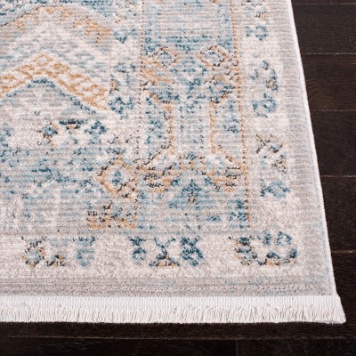 Shivan Blue and Gold Hand-knotted Abstract Runner Rug