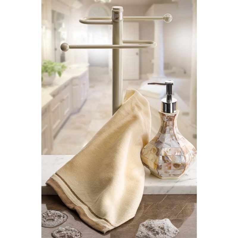 Creative Scents Ivory Fingertip Monogrammed Towels Brown Embroidered, 3 of 7