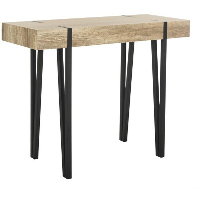 Alyssa Rustic Brown and Black Wood Metal Console Table
