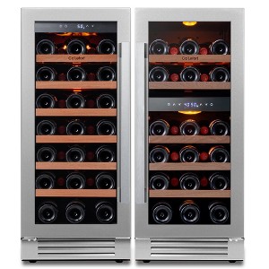 Ca'Lefort 15" Single Zone Wine Fridge and 15" Dual Zone Wine Fridge Combo, 61 Bottle Wine Cooler Freestanding & Built-in - 1 of 4