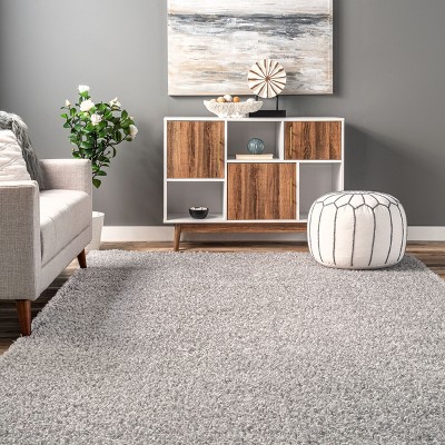 Light Grey Washable Shag Synthetic Sheepskin Area Rug 5' x 8'