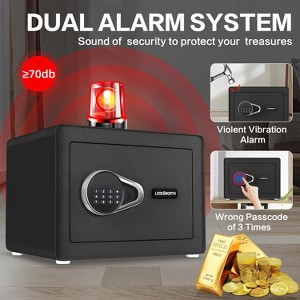 Safe for Home, 1.0 Cubic Feet Small Safe with Removable Shelf, Alarm System, Digital Electronic Security Money Box, Black, 9.84"D x 13.78"W x 9.84"H - 1 of 4