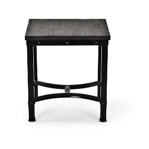 Rustic Square End Table - Aged Butcher Block Style Surface, Dark Iron Legs, Distressed Finish - Blend with Any D¨¦cor - 1 of 4