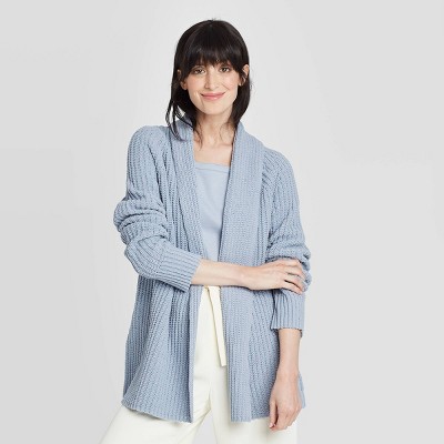 Women s Chenille Open Front Cardigan A New Day Blue S Target