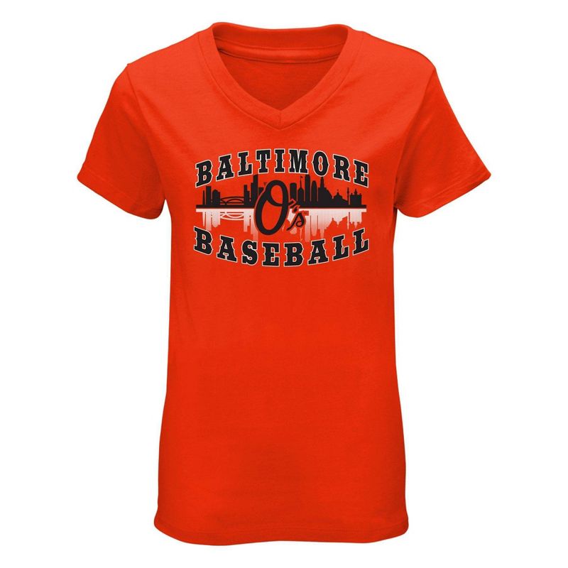 MLB Baltimore Orioles Girls&#39; V-Neck T-Shirt, 1 of 2