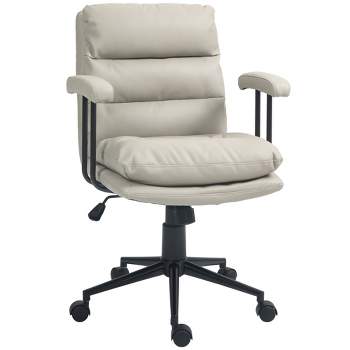 HOMCOM Office Chair with Swivel Wheels, Adjustable Height, Double-tier Padded, Comfy Computer Chair for Home Office