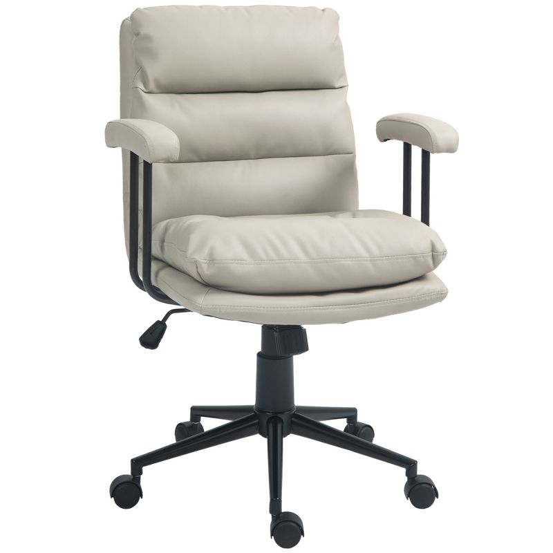 HOMCOM Office Chair with Swivel Wheels, Adjustable Height, Double-tier Padded, Comfy Computer Chair for Home Office, 1 of 7