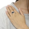 Haus of Brilliance Black Rhodium Plated Silver 1/2 Cttw White & Blue Diamond Square Cocktail Ring - 3 of 4