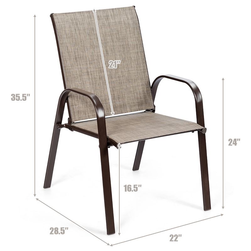 Costway 4PCS Patio Chairs Garden Deck Yard with Armrest Brown/Beige/Gray, 2 of 11