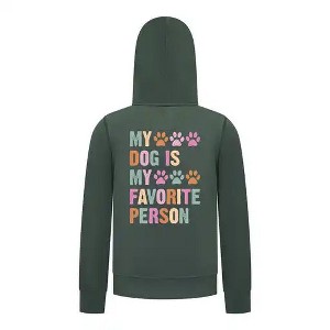 Everyday Kids My Dog Is My Favorite Person Girls Zip Up Hoodie – Cute Pet Lover Sweatshirt - 1 of 4