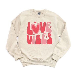 Simply Sage Market Women's Graphic Sweatshirt Love Vibes Stars - 1 of 3