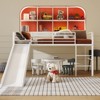 Infans Twin Metal Loft Bed with Slide Guardrails Built-in Ladder Low Bed Frame White - 4 of 4