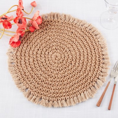Natural Round Macrame Cotton Placemats Set of 4