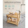 SONGMICS Bamboo Shower Bench with Storage Shelf, Water Resistant Shower Stool with Handle and Hooks, Shower Head Holder, Non-Slip Feet, Natural Beige - 3 of 4