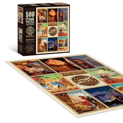 Americanflat 500 Piece Jigsaw Puzzle, 18x24 Inches, "World Travel Romantic Escapes" Art by Anderson Design Group