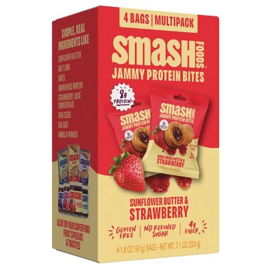 Smash Foods Gluten Free Sunflower Butter & Strawberry Jam Protein Bites - 8g Protein - 7.1oz/4pk