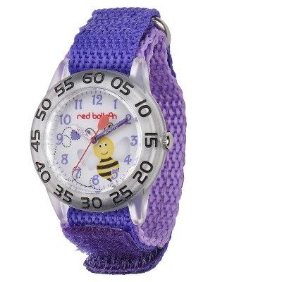 Girls' Red Balloon Bumblebee Plastic Time Teacher Watch - Purple