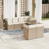 vidaXL Patio Sofa Set with Cushions Outdoor Furniture 7 Piece Poly Rattan - Beige and Cream - 2 of 4