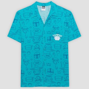 Men's Star Wars The Mandalorian and Grogu Button-Up Collared Shirt
