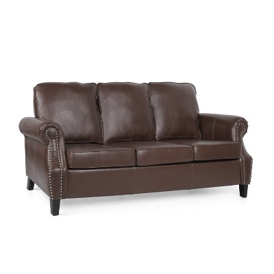 NicBex 80 Inch Faux Leather Couch,3-Seater Sofa with Nailhead Accents for Living Room,Bedroom,Office,Apartment