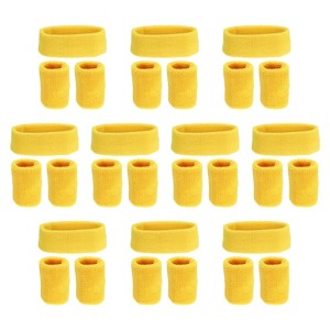 Unique Bargains Terry Cloth Sports Athletic Gym Headband Wristband Sweatband 10 Sets - 1 of 4