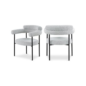 Meridian Furniture,Blake Grey Boucle Fabric Dining Chair, Set of 2 - 1 of 4