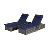 Outdoor Recliner Set of 2,Rattan Recliners With Adjustable Backrest,Table And Cushion,Recliner With Storage For Poolside-Cuddlewood - 3 of 4