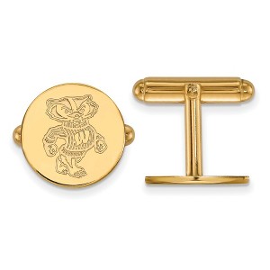 Black Bow Jewelry 14k Yellow Gold Wisconsin Badgers NCAA Cuff Links - 1 of 3