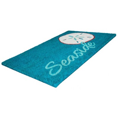 Seaside Blue Coir Outdoor Doormat with Sand Dollar Design