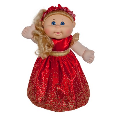 Cabbage Patch Kids Holiday Baby Doll Blonde Hair Blue Eyes Red